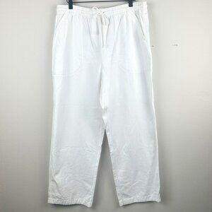 ERIKA White 100% Cotton‎ Capri Ankle Elastic Waist w/ Drawstring Women Size LP